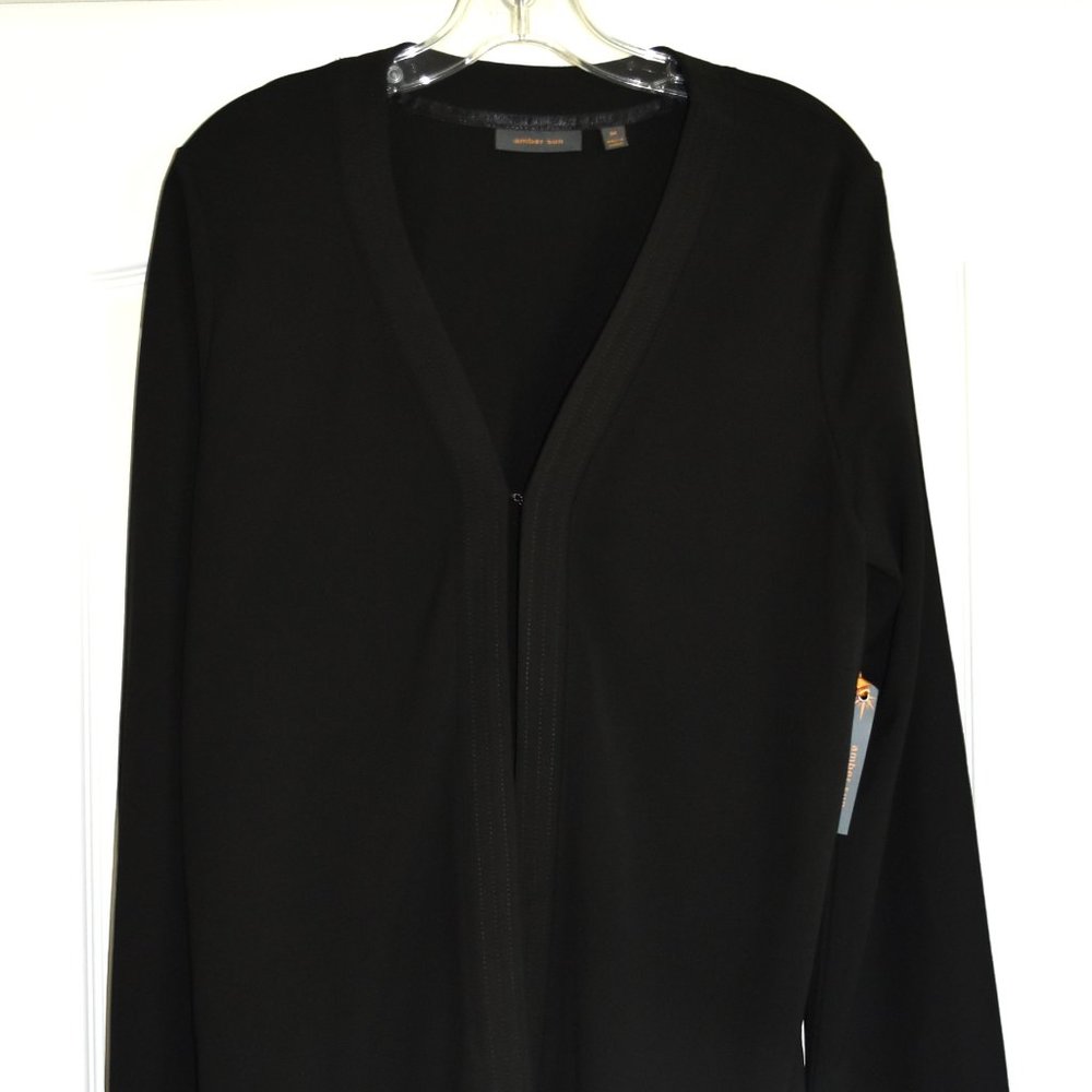 AMBER SUN WOMENS OPEN CARDIGAN SWEATER, BLACK, SIZE MEDIUM, NEW WITH TAG…